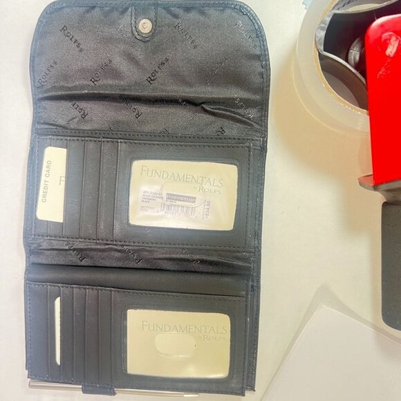 Vintage Rolfs Black Leather Checkbook Wallet Card Slots Coin Pocket Pen Holder - Picture 4 of 6